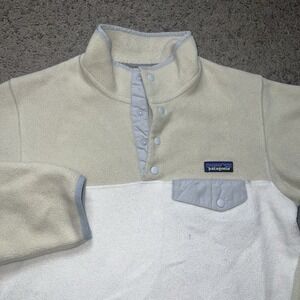 Patagonia Synchilla Fleece Pullover Women Large S Cream Beige Snap-T Lightweight